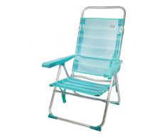 AKTIVE 53964 Chaise Multiposition Aluminium Beach, 50 x 64 x 100 cm Bleu Méditerranée