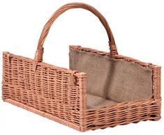 dobar Pratique Bois de cheminée Panier en Osier geschälter, avec intérieur en Jute, Marron, 60 x 33 x 21 cm