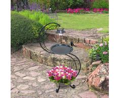 GardenKraft Bain d’Oiseau à énergie Solaire 10009 avec jardinière | Ornement de Jardin | Effet Vert-de-Gris métal Lumières Rechargeables | 90 cm x 45 cm