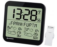 BRESSER Station météo LCD Résistant aux intempéries Horloge Murale avec 4 Jours de prévisions météo et capteur extérieur 22.5 x 22.5 x 2.5 cm Noir