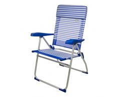 AKTIVE 53981 Chaise Pliante en Aluminium avec Coussin, 7 Positions, textilène Marinera, 66 x 64 x 101 cm