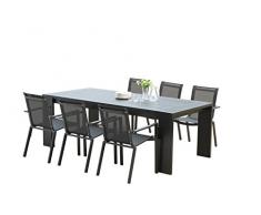 Wilsa Garden EnsembleIbizaT6+F6 Aluminium Structure Noir Plateau Alu décors Mobilier de Jardin