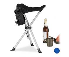 Relaxdays Tabouret à 3 pieds Hauteur dassise 40 cm Chaise sans dossier pour jardinage, camping, Noir 35 x 35 x 40 cm