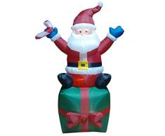 The Christmas Workshop 81340 Père Noël Gonflable sur Cadeau avec LED Multicolore 183 cm