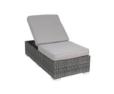 greemotion Bain de soleil en résine tressée Bari - lit de jardin modulable – méridienne design gris anthracite – Canapé de jardin sans accoudoirs – bain de soleil réglable et moderne