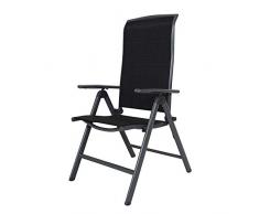 Chicreat Korfu - Fauteuil pliant en aluminium, Noir, 67 x 59 x 114 cm