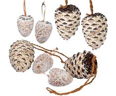 dobar 24104e Mangeoire pour Oiseaux avec 4 Pommes de Terre et de Petites Pommes de Graisse (120 g) Blanc