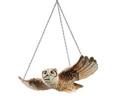 Design Toscano NG31625 Sculpture de Jardin Le Hibou Suspendu, Marron, 25.5 x 39.5 x 9 cm