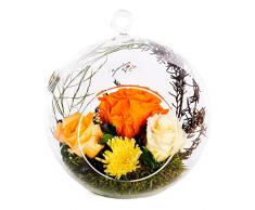 Roses conservées roses roses en chêne dans le vase, bouquets de fleurs dans le vase, bouquets de fleurs dans le vase. Décoration florale fabriquée à la main Hanging Glass - 15 Cm Standard – Orange.