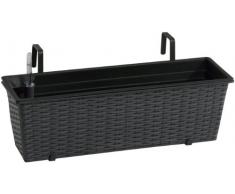 Gartenfreude Jardinière en résine tressée avec Support et système dirrigation, Anthracite, 50 x 19 x 18 cm