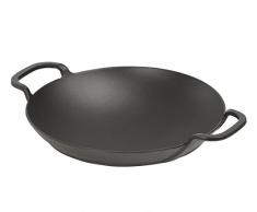 Dehner Poêle Wok de Barbecue, Ø 38 cm, Hauteur 19 cm, en Fonte, Noir