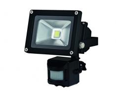 Perel Projecteur LED avec détecteur de bewegungsmelder pour Les außenbereich, 10 W Epistar Chip, 6500 K, 12 x 18 x 10,5 cm, Noir, leda3001cw/BP