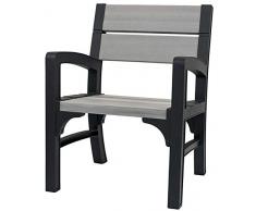 Keter Montero Fauteuil pour Salon de Jardin Plastique Imitation Bois Graphite/Brun Gris 67 x 62 x 89,5 cm