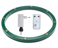 Star-Max Bague LED pour Support de Sapin de Noël, Adaptateur intérieur avec Fonction minuterie 6/18 Heures et télécommande Vert