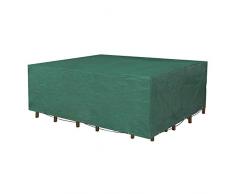 SONGMICS Bâche de Protection pour Mobilier de Jardin, 250 x 200 x 80 cm, pour Tables et Chaises de Jardin, Housse de Protection Hydrofuge, Rectangulaire, Vert GFC92L