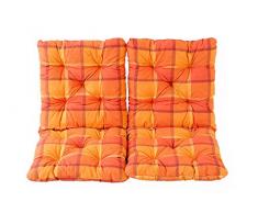 Ambientehome Lot de 2 Coussins a carreux Haut Dossier HANKO pour Fauteuil de Jardin, Coton, ca. 98 x 50 x 8 cm, Ton Orange, 98x50x8 cm