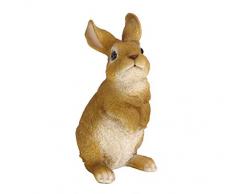 Dehner Figurine lièvre Debout, env. 26 x 13 x 16 cm, polyrésine, Marron/Blanc