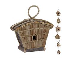 Relaxdays, Nature Maison doiseau déco à accrocher, maisonnette Bois Non travaillé, nid, pour Balcon, terrasse,Jardin Designs