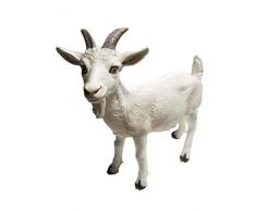 Dehner Dekofigur Ziege, ca. 60 x 53 x 22 cm, Polyresin, Grau/weiß Figurine, Gris/Blanc