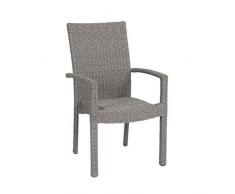 greemotion Chaise de jardin résine tressée Malmö – Chaise de jardin empilable - Chaise avec accoudoir grise – Chaise extérieur confortable – Chaise aluminium pour le jardin – Fauteuil extérieur design