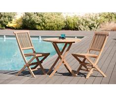 MACABANE 501145 Salon de Jardin Couleur Brut en Teck Dimension 80cm X 80cm X 75cm