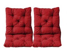 Ambientehome Lot de 2 Coussins Haut Dossier HANKO pour Fauteuil de Jardin, Coton, ca. 98 x 50 x 8 cm, Ton Rouge, 98x50x8 cm