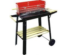 SECATOT 23400 Barbecue à Chariot, Noir et Bois avec roulettes