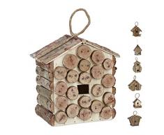 Relaxdays, Nature Maison doiseau déco à accrocher, maisonnette Bois Non travaillé, nid, pour Balcon, terrasse,Jardin Designs