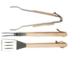 Charcoal Companion Ensemble dustensiles à Barbecue Oval Pro Chef CC1001-naturel (3 pièces), Marron, 3,51x7,9x49,5 cm