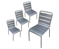 RED DECO x4 chaises de Jardin métal Montmartre Gris