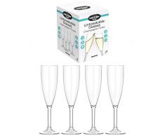 Lay-Z-Spa BWA0008 Flûtes à Champagne en Polycarbonate Réutilisables et Pratiquement Incassables, Transparent, Lot de 4