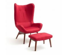La Redoute Interieurs - Fauteuil à oreilles et son repose-pieds CRUESO . Rouge La Redoute Interieurs
