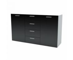 FLORIDA Enfilade style contemporain blanc et noir laqué - L 135 cm - Buffets