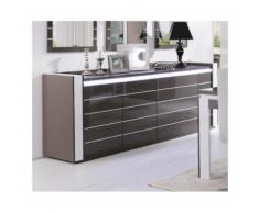 Buffet, bahut, enfilade LINA + LED. Meuble gris et blanc brillant, idéal pour votre salon, salle à manger. Moderne et design - Buffets