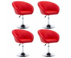 vidaXL Chaise pivotante 4 pcs Similicuir 67,5x58,5x87 cm Rouge - Chaise