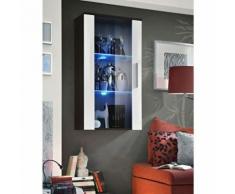 Paris prix - vitrine led murale design 'neo' 110cm wengé & blanc brillant - Vaisseliers