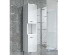 Armoire de rangement de Montreal Hauteur : 131 cm Blanc brillant - Meuble de rangement haut placard meuble de salle de bain - Installations salles de bain
