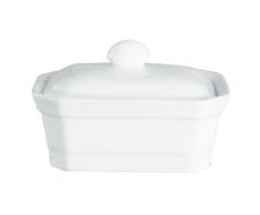 Terrine rectangulaire avec couvercle bouton blanche 17,5 x 13 cm 600 gr - platerie, service