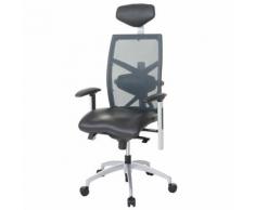 Fauteuil de bureau MERRYFAIR Trek, chaise pivotante, cuir / filet ISO9001, charge 130kg, noir - Sièges et fauteuils de bureau