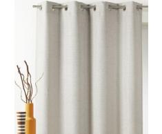 Rideau occultant à oeillets uni polyester effet chambray 140x260cm JACINTHE - Ecru - Rideaux et stores