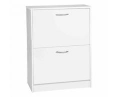 Meuble à chaussures 2 tiroirs en bois blanc - MC4012 - Meubles à chaussures