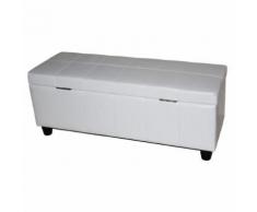 Banc banquette rembourrée coffre de rangement Kriens, cuir reconstitué, 112x45x45cm, blanc - Tabourets
