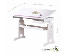 Très beau bureau enfant blanc rose et bleu bois massif MDF réglable en hauteur et inclinable - Bureaux