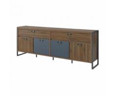 INDUS-CHIC Enfilade style industriel décor noyer - L 220 cm - Buffets