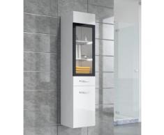 Armoire de rangement Rio Hauteur : 131 cm Blanc brillant - Meuble de rangement haut placard meuble de salle de bain - Installations salles de bain