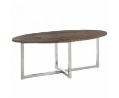 Table de repas ovale Bois/Inox - CLEMENCE - Tables salle à manger