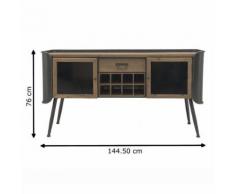 Bahut Console Enfilade Meuble Télé TV Industriel Bois Fer 144.50 cm x 76 cm - Table basse et console