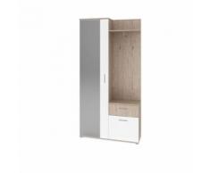 ASTUS Armoire d'entrée style contemporain décor chene monumental et blanc mat - L 97 cm - Bibliothèques