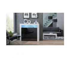 Buffet brillant noir Spider illuminé LED 107cm Caisson Blanc MAT - Buffets