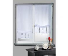 Voilage vitrage à passant polyester broderie couvert 50x130cm - lot de 2 CUISINE - Blanc - Rideaux et stores